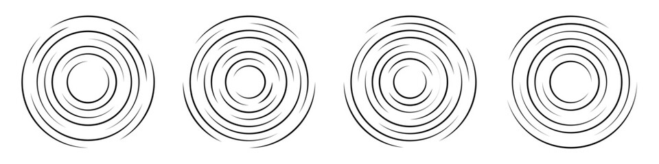 Ripple circles vector set. Radial signal, sonar wave, soundwave icons
