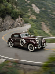 Classic car in road 