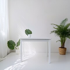 ナチュラルな白い空間とテーブル