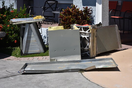 old furnace unit dismantled parts scrap replace broken