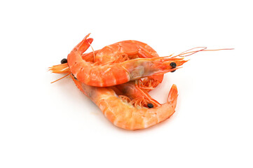 Red cooked prawn  isolated on white background as package design element