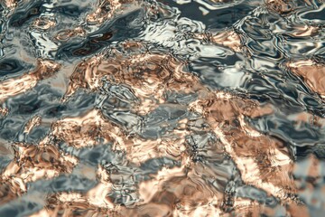 Obraz premium Abstract Rippling Pattern of Gold and Grey Liquid