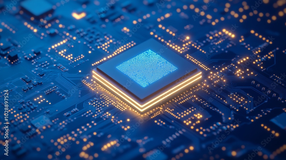 Poster computer processor concepts. motherboard digital chips. science background. three dimensional render
