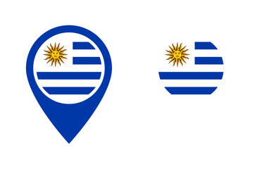 Uruguay flag location icon set