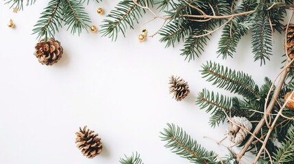 christmas background with christmas branches and decorations