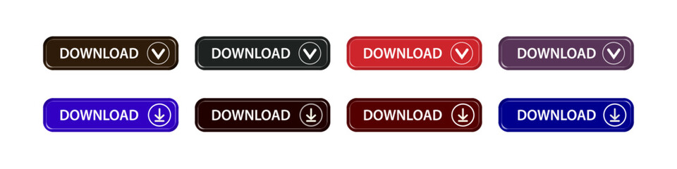 download button as vector element graphic of website or application illustration isolated on white background. set of downloads buttons for app and web graphics design
