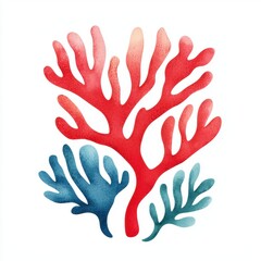 Obraz premium A painting of a coral reef with red, blue, and green branches