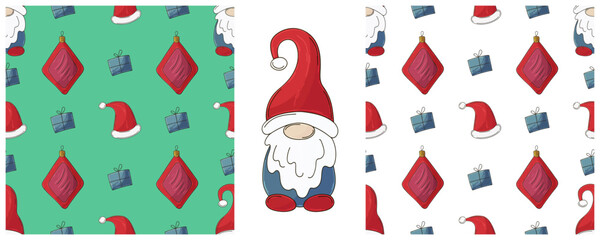 Christmas holidays. Set Seamless patterns in hand draw style