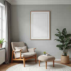 Mockup frame
living roominterior background  
3d render