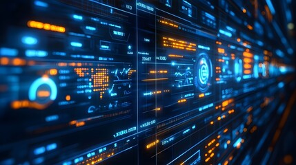 Obraz premium Modern stock return on investment chart visualized through a hologram, glowing financial data points