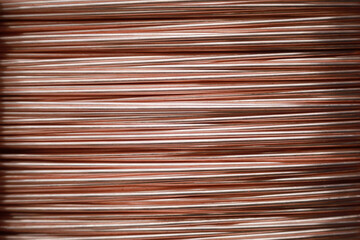 Close up of Copper wire rod Rolled pure copper wire Prepare to be made into electrical wire high quality