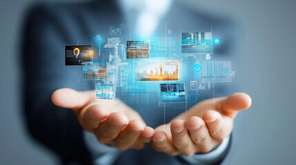 Business with technology, high technology for future. Generative AI Illustration.