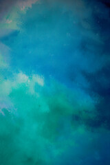 Abstract Brush Stroke Painting with Shades of Blue, Purple, and Green.
