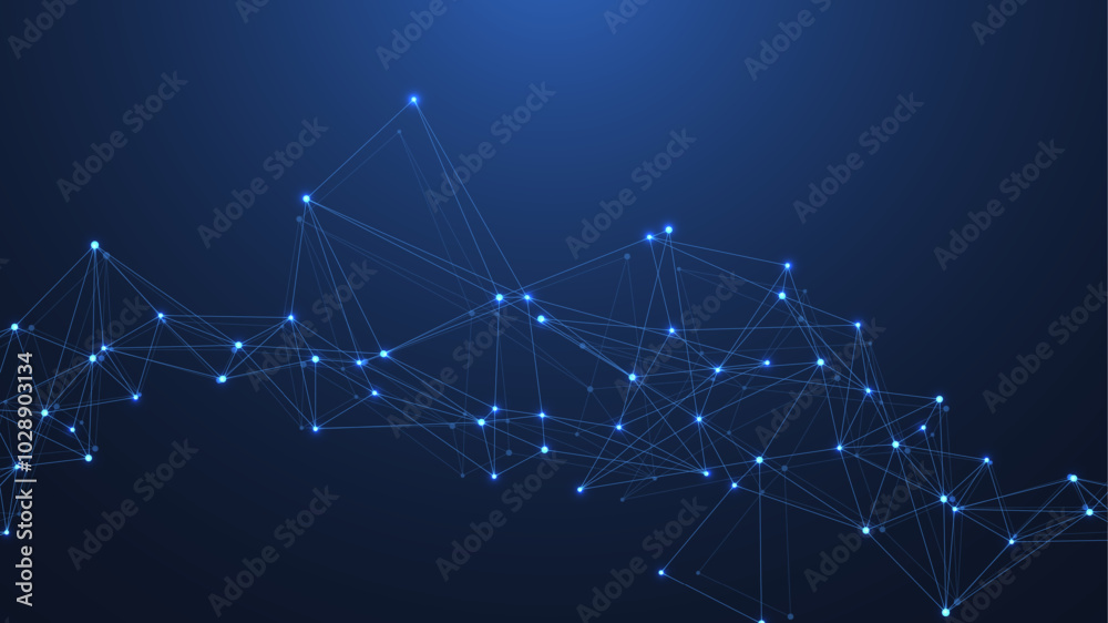 Fototapete Global network connection concept. Big data visualization. Social network communication in the global computer networks. Internet technology. Business. Science. Vector illustration