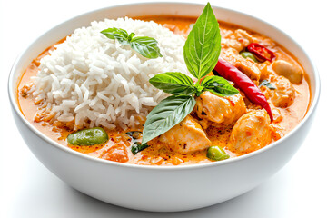 Delicious rice dish with chicken and herbs, served in a bowl with vibrant colors.