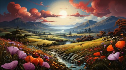 Serene Valley Sunset