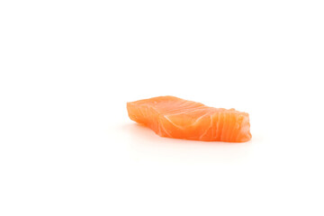 salmon fish fresh meat slice isolated on white background.
