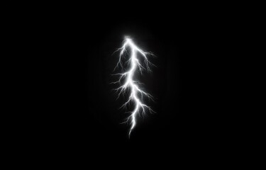 A single bolt of lightning is shown on a black background.