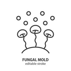 Fungal mold line icon. Editable stroke. Vector illustration.