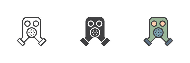 Gas mask different style icon set