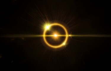 Golden ring of light radiating from a central point, creating a halo effect against a dark background.