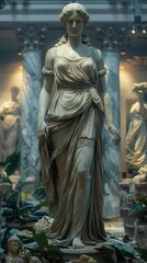 Obraz premium Marble Statue of a Classical Woman in a Museum Setting