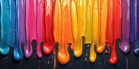 An image of colorful, dripping paint patterns, suitable for fabric printing