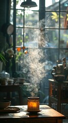 Incense Burning in a Tranquil Setting: A Moment of Peace and Reflection