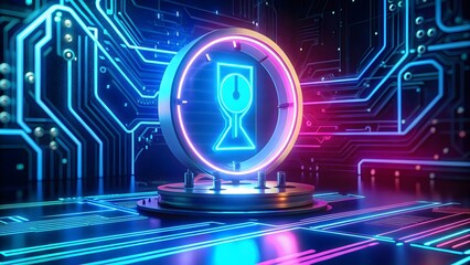 background with code, minimalist hourglass design with a modern abstract tech theme