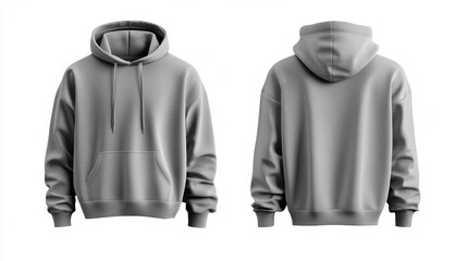 Gray hoodie mockup. Front and back hoodie template
