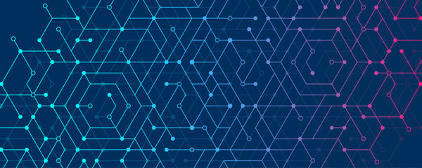 Modern health care or medical background design. Health care innovation concept. Horizontal header web banner. Abstract geometric background with hexagon shapes for medicine, science, chemistry.