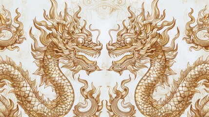 Fototapeta premium Intricate Thai Dragon Motifs and Patterns