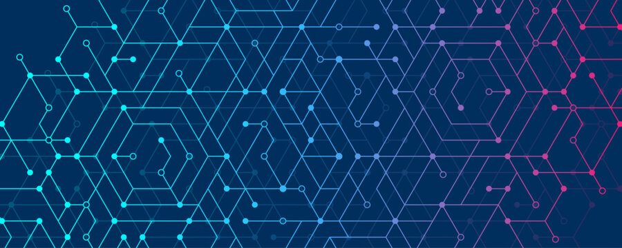 Modern health care or medical background design. Health care innovation concept. Horizontal header web banner. Abstract geometric background with hexagon shapes for medicine, science, chemistry.