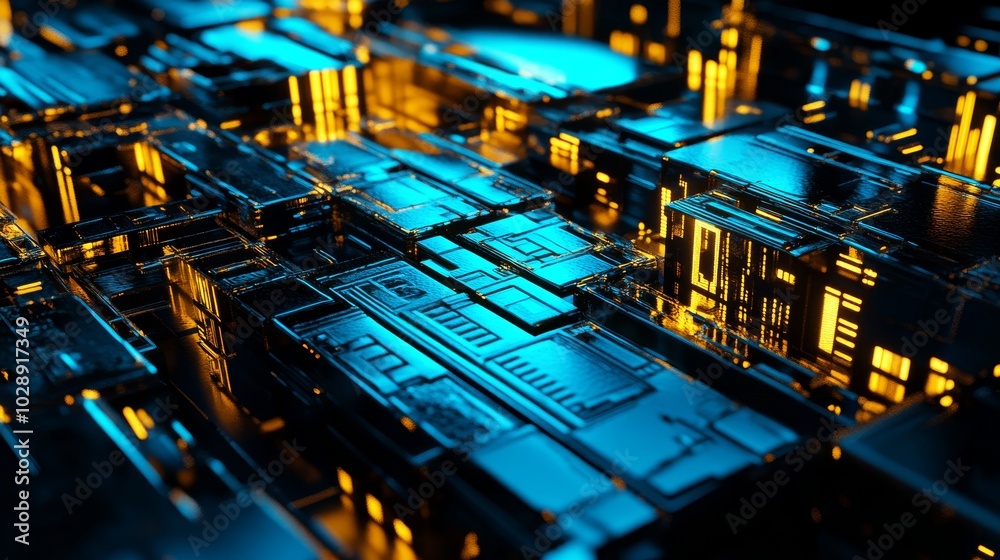 Leinwandbilder 3D render of cloud computing, big data, software development, and computer security folder icons.