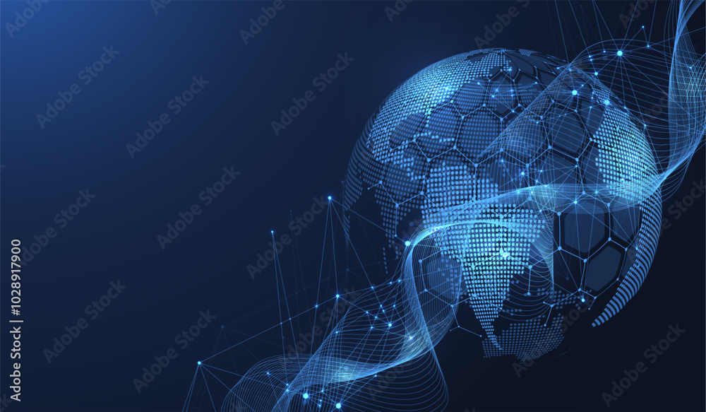 Wall mural global network connection concept. big data visualization. social network communication in the globa