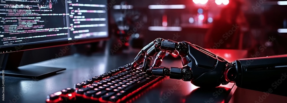Poster Automated program coding using AI or generative stocks. A collaborative effort between robotic hands and human software developers. Trailblazing.