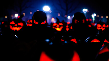 glowing jack-o'-lanterns the dark