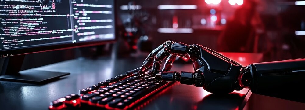 Automated program coding using AI or generative stocks. A collaborative effort between robotic hands and human software developers. Trailblazing.