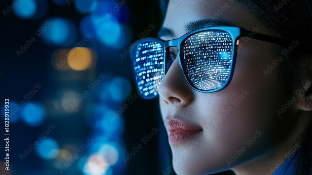 Poster Using her database analysis expertise, a data analyst woman transforms complex code into actionable insights that improve UX design and guide strategic decisions.
