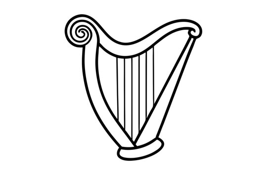 recommend clip art: Harp musical silhouette | vector silhouette illustration on white background