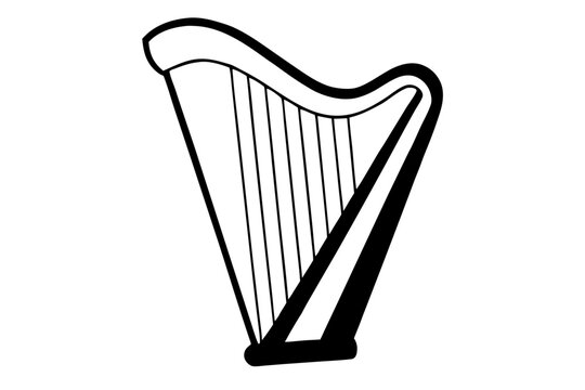 recommend clip art: Harp musical silhouette | vector silhouette illustration on white background