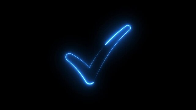 successful symbol, check mark, tick mark. Neon tick mark icon