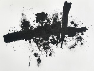 Abstract black ink swirling in water against white background, AI generated