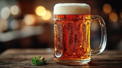 gary background featuring a glass mug filled with frothy beer.