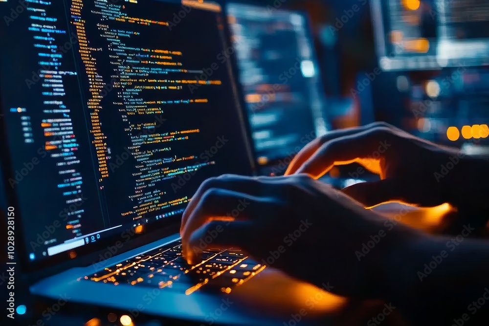Leinwandbilder The concept of Cyberspace Safety to developers and programmers. Website design for the social world.