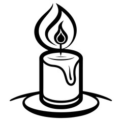candle line art silhouette vector illustration