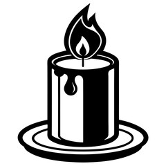 candle line art silhouette vector illustration