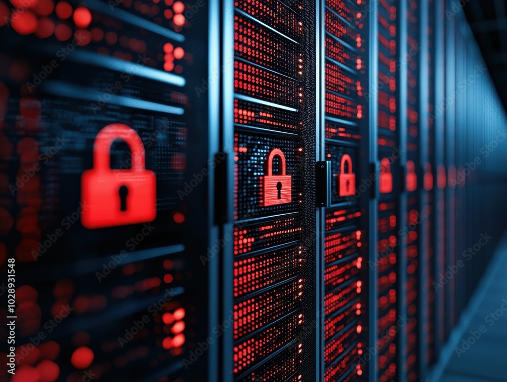 Leinwandbilder data servers with security locks on display