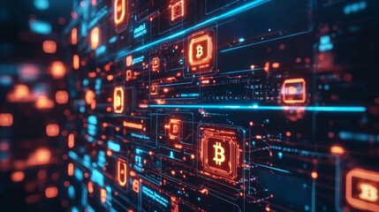 Digital Abstract Illustration of Cryptocurrency Technology