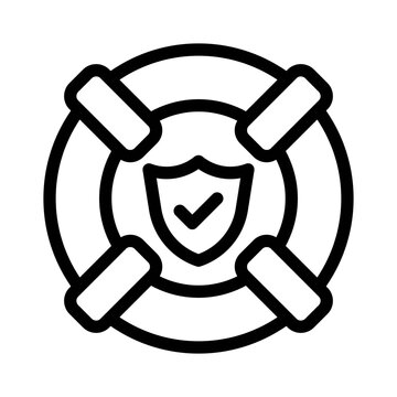recommend clip art: Life Buoy Shield line icon